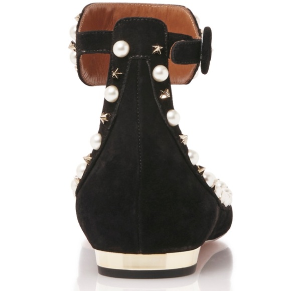 Aquazzura Harlow black suede embellished flats - Picture 6 of 7